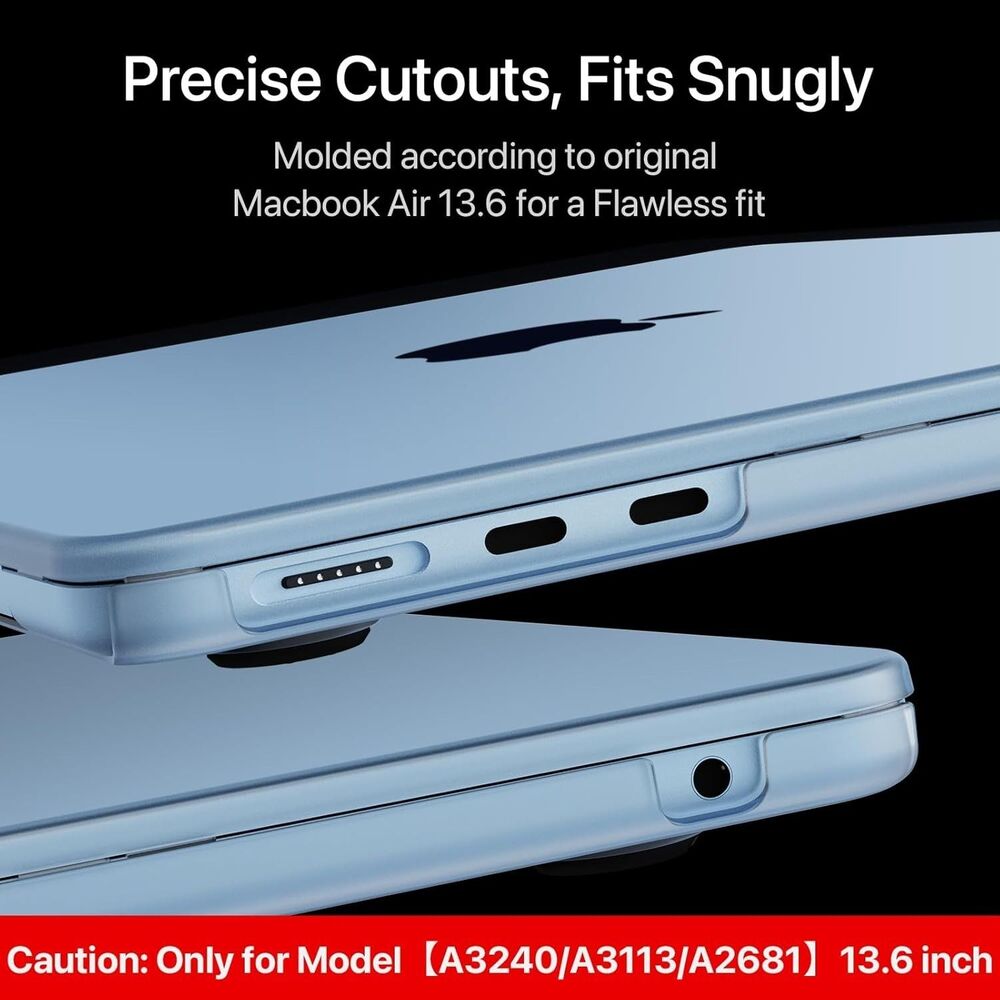 Matte Case for MacBook Air 13/13.6-inch M5/M4/M3/M2 Sky Blue Clear - Picture 3 of 7